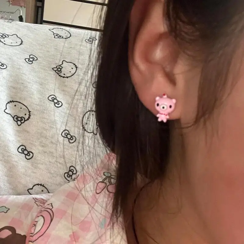 Gloomy Bear Cute Asymmetric Ca - 3D Printing Earrings review and price