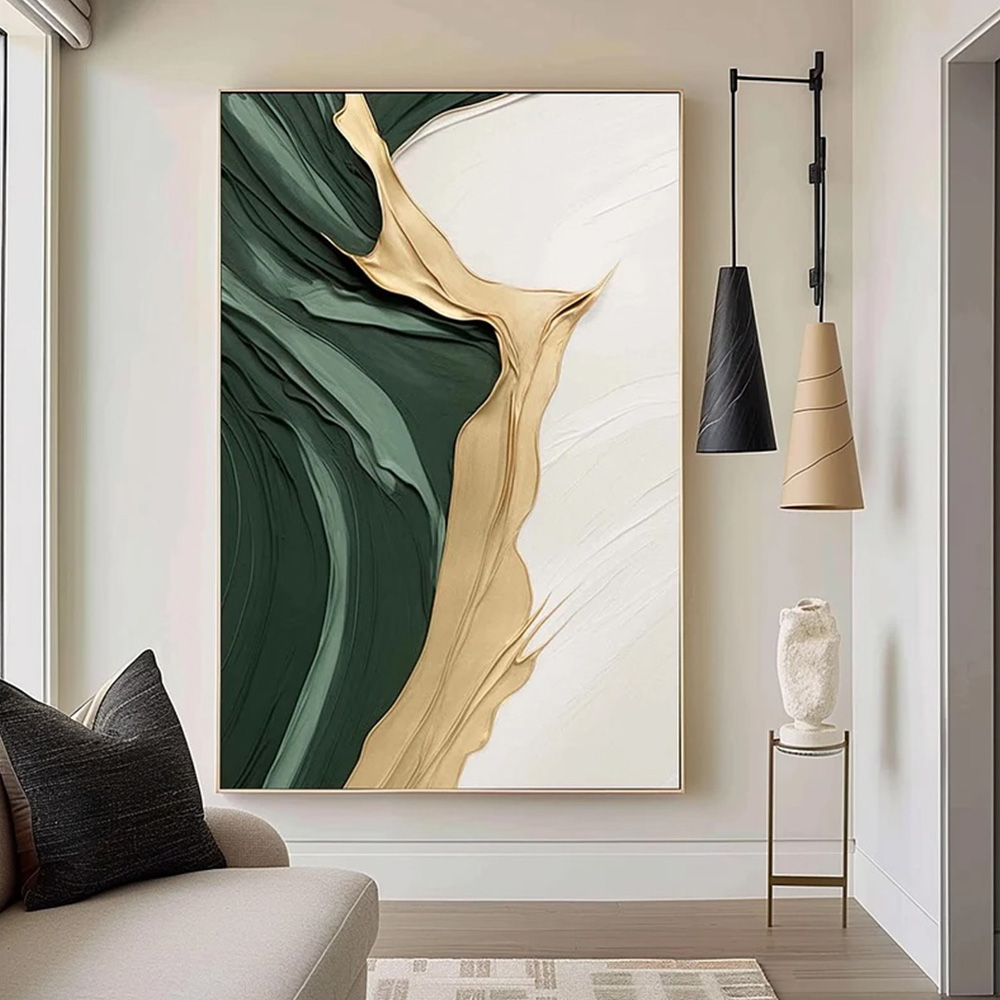 Gold Green Minimalist Abstract - 3D Printing Wall review and price